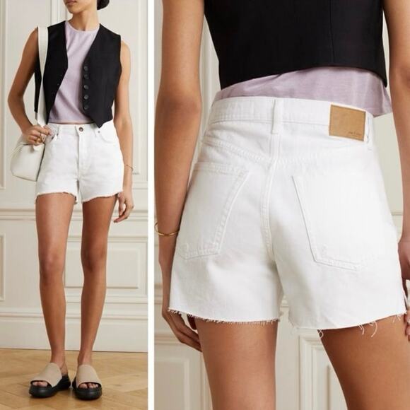 Rag & Bone Midi Vintage Cut off White Jean Shorts 25 NWT